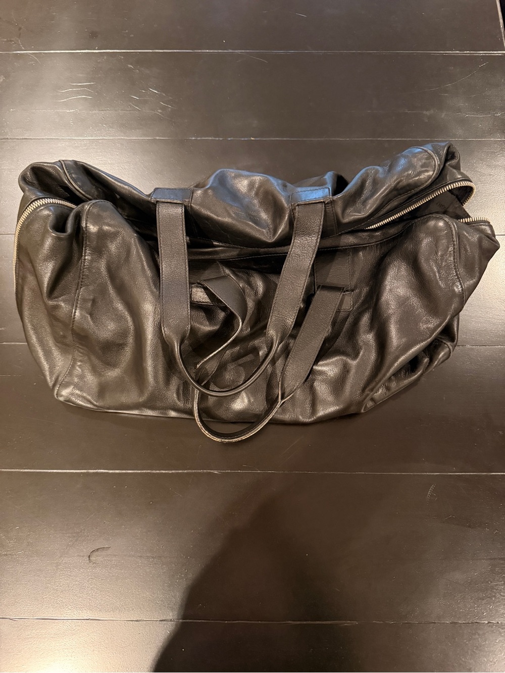 Giorgio Armani Black Leather Duffel Bag